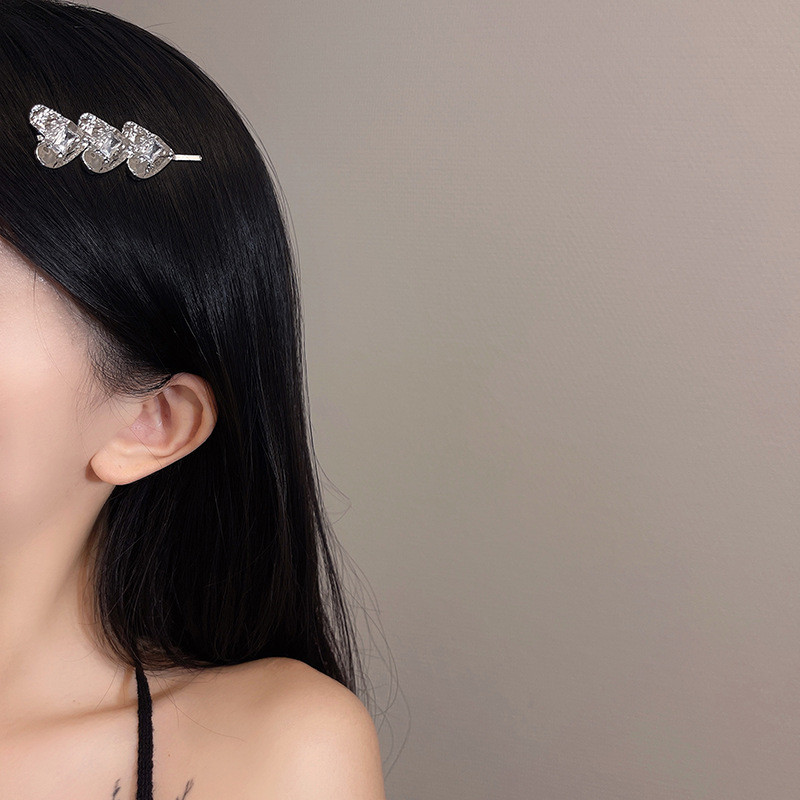 Moda coreeană Bowknot Love Heart Zircon Ins Sweet Agrafă cu un cuvânt Femei Minimalist Accesorii pentru păr Breton Clip