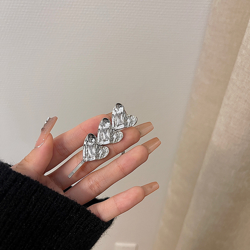 Moda coreeană Bowknot Love Heart Zircon Ins Sweet Agrafă cu un cuvânt Femei Minimalist Accesorii pentru păr Breton Clip