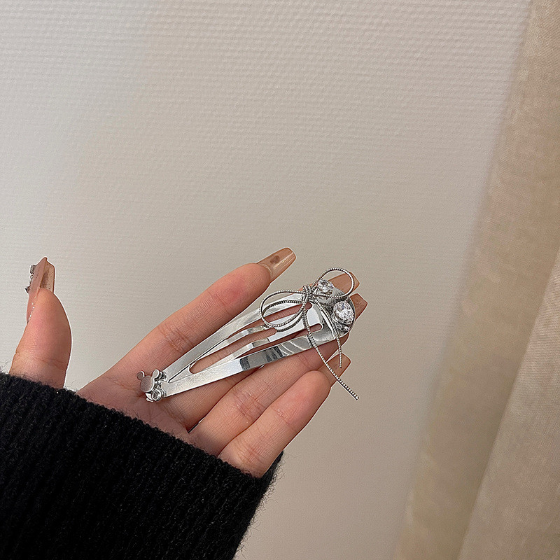 Moda coreeană Bowknot Love Heart Zircon Ins Sweet Agrafă cu un cuvânt Femei Minimalist Accesorii pentru păr Breton Clip