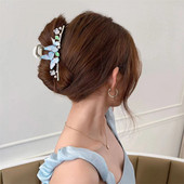 Vară Nouă clemă mare cu fluture din metal, gheare de păr dulce și elegantă pentru femei, fete, elegantă, cu flori lucrate manual, cu coadă de cal, cadou tiara