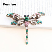 Pomlee strass broșe mari cu libelule pentru femei broșă vintage pentru haine bijuterii insecte 2 culori disponibile cadou