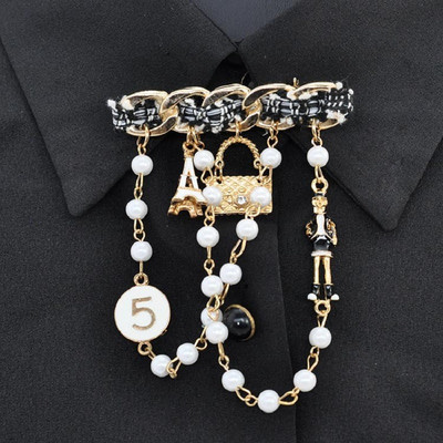 Broșă cu ciucuri de perle de lux Numărul 5 Broșă Cadou pentru fete Accesorii Geantă Îmbrăcăminte pentru femei Pin pentru bărbați Cadou Bijuterii