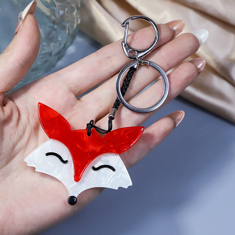 2022 új, kézzel készített arcil kulcstartó Animal Fox rozsdamentes acél kulcstartó kulcstartó nőknek lányoknak ajándék ékszer kiegészítők