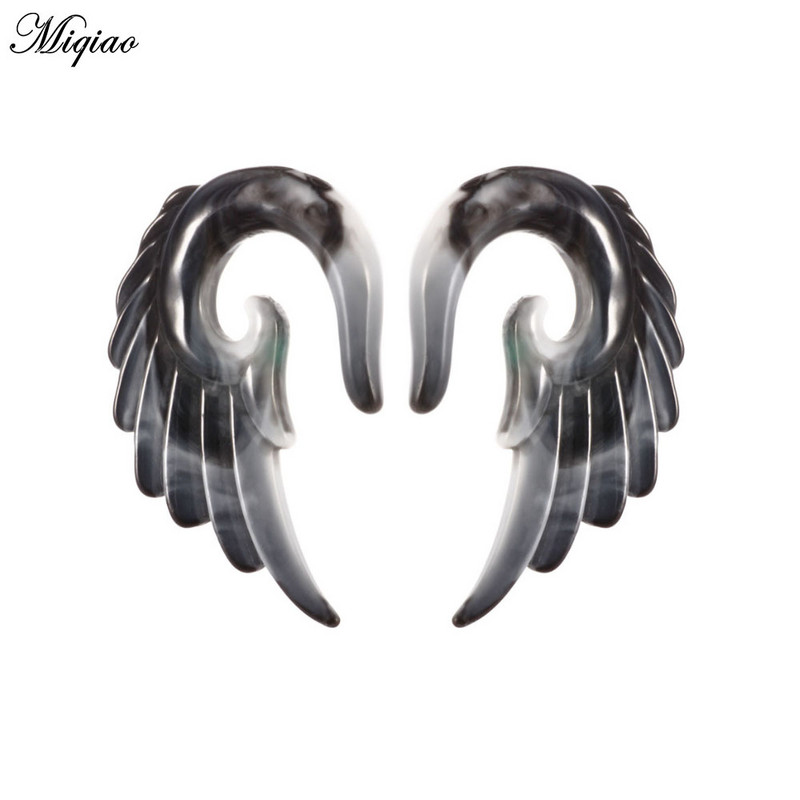 Miqiao explozie ureche expansiune înger pene aripi auricul Spiral Taper Plug Gauge ureche stretching acrilic tunel bijuterii
