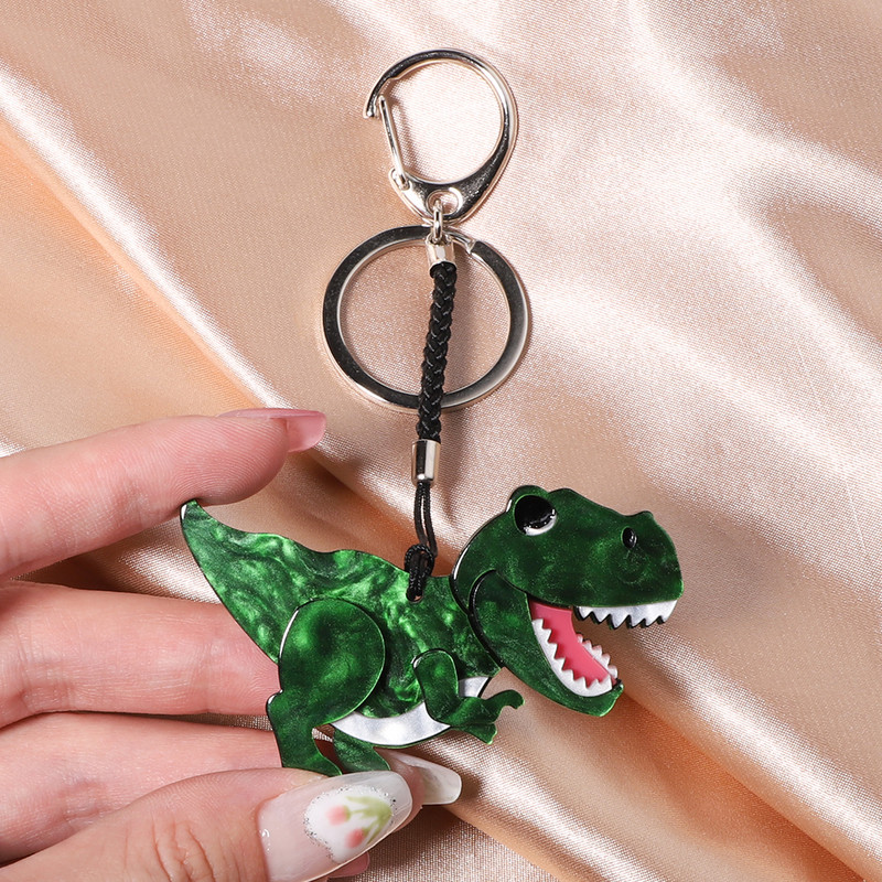 Сладък акрилен динозавър Ключодържател от неръждаема стомана Ръчно изработен животински корсаж Бижута Аксесоари за жени Подаръци за момичета Бижута Acce