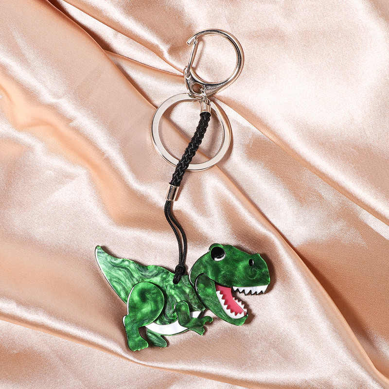 Сладък акрилен динозавър Ключодържател от неръждаема стомана Ръчно изработен животински корсаж Бижута Аксесоари за жени Подаръци за момичета Бижута Acce