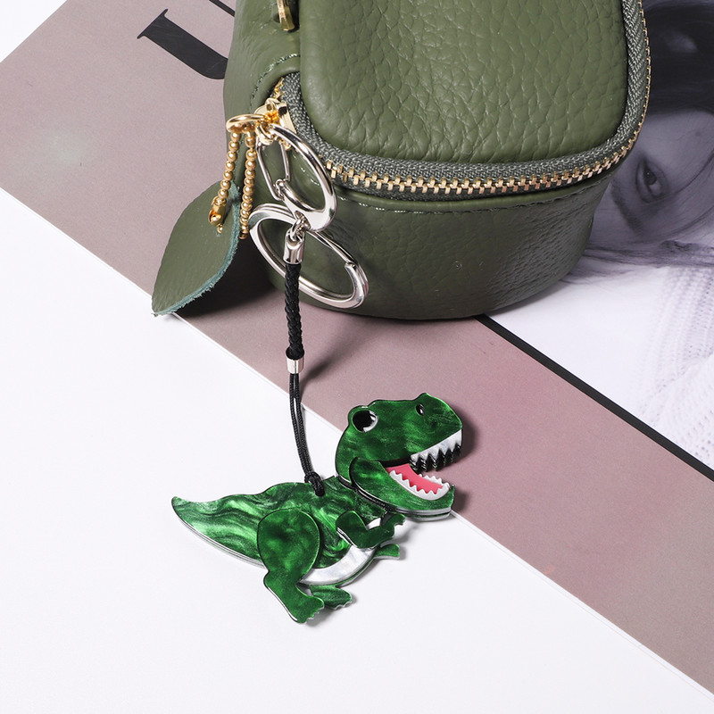 Сладък акрилен динозавър Ключодържател от неръждаема стомана Ръчно изработен животински корсаж Бижута Аксесоари за жени Подаръци за момичета Бижута Acce