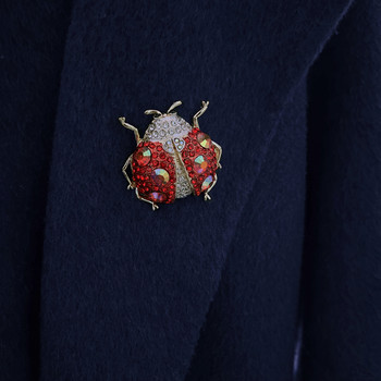 Morkopela Rhinestone Big Beetle Брошки за жени Калинка Бижута с насекоми Червени ретро модни аксесоари