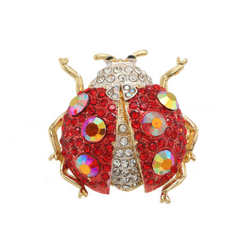 Morkopela Rhinestone Big Beetle Брошки за жени Калинка Бижута с насекоми Червени ретро модни аксесоари