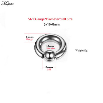 Miqiao 1бр Тежести за пиърсинг на ушите от неръждаема стомана Разширител за носилка 1,2-10 мм Ухо габарит BCR Затваряне на топка Носна преграда Пръстен Бижута