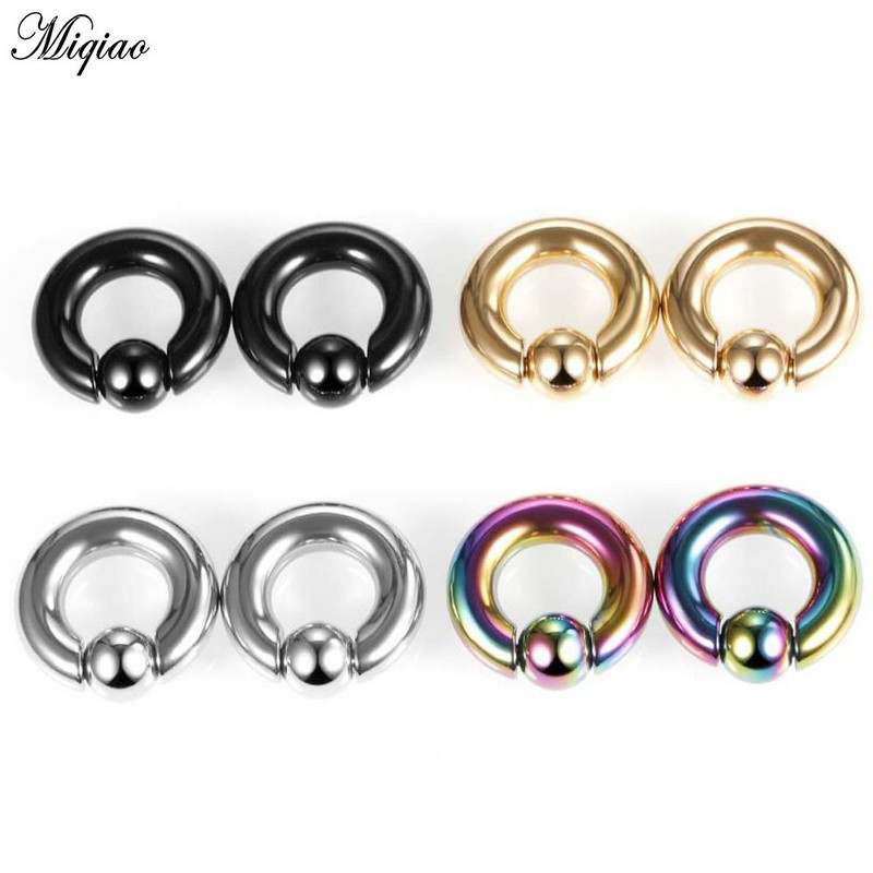 Miqiao 1 buc Piercing ureche din oțel inoxidabil Greutăți extensie extensie 1,2-10 mm Ecartament pentru ureche BCR Închidere bilă Bijuterii inel pentru septul nasului