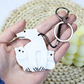 Breloc cu urs polar arcylic lucrat manual Animal drăguț din oțel inoxidabil Breloc cheie pentru femei, fete, cadouri, accesorii de bijuterii