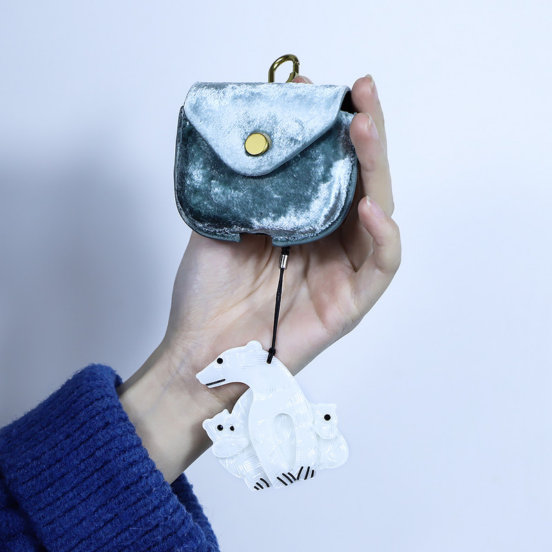 Breloc cu urs polar arcylic lucrat manual Animal drăguț din oțel inoxidabil Breloc cheie pentru femei, fete, cadouri, accesorii de bijuterii