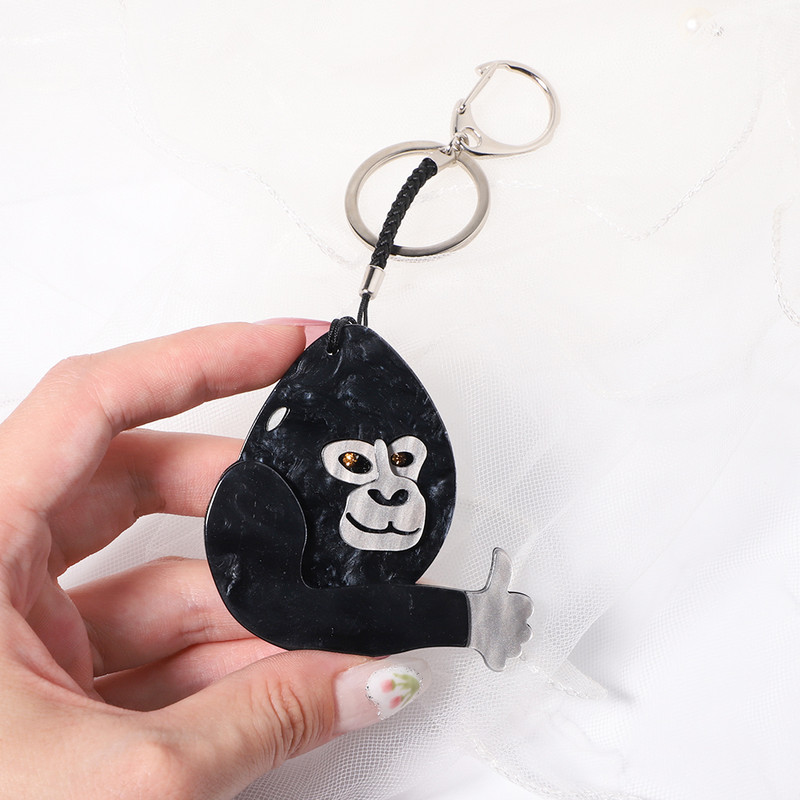 Drăguț din oțel inoxidabil cimpanan din acril, lanț de chei, accesorii de bijuterii pentru corsaj de animale realizate manual, pentru femei, cadouri pentru fete, bijuterii Acce