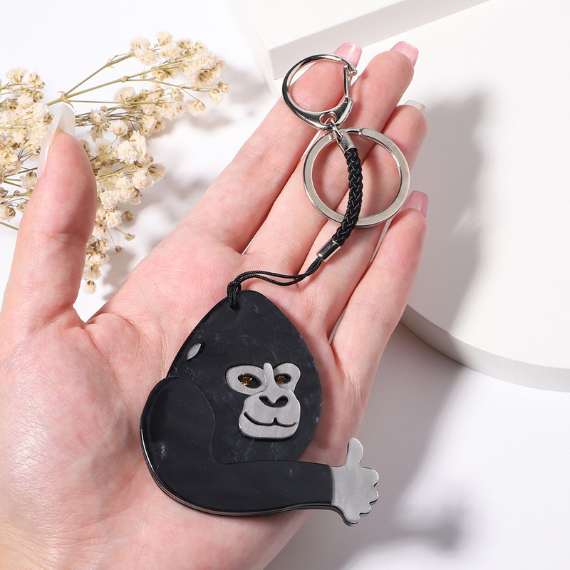 Drăguț din oțel inoxidabil cimpanan din acril, lanț de chei, accesorii de bijuterii pentru corsaj de animale realizate manual, pentru femei, cadouri pentru fete, bijuterii Acce