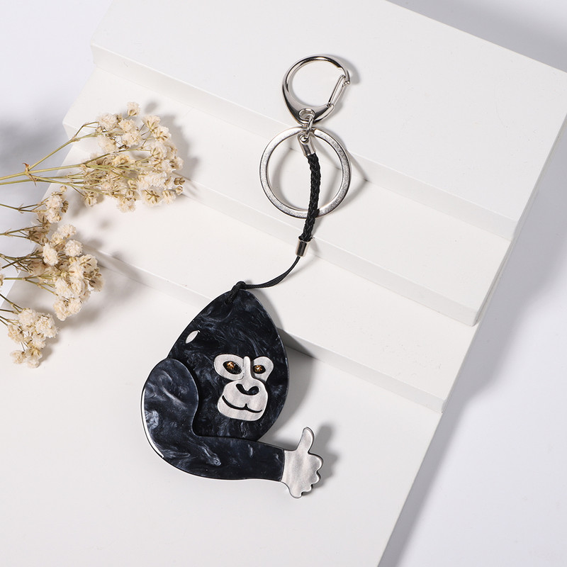 Drăguț din oțel inoxidabil cimpanan din acril, lanț de chei, accesorii de bijuterii pentru corsaj de animale realizate manual, pentru femei, cadouri pentru fete, bijuterii Acce