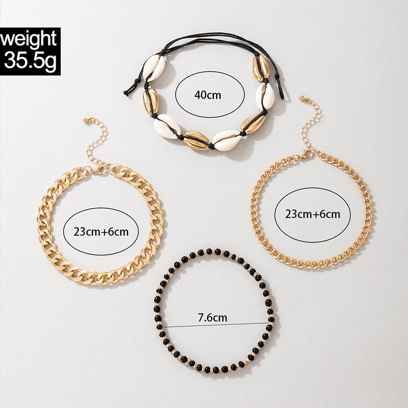 Tocona Bohemian Shell glezna pentru femei Brelocuri cu margele din aliaj metalic reglabil lant pentru picioare Accesorii bijuterii 4buc/seturi 20193