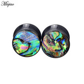 Miqiao 2 bucăți din lemn acrilic coajă de abalone, calibre pentru urechi, dopuri pentru tunelul urechii, calibre pentru urechi, expansor pentru urechi, dopuri de 8-25 mm, bijuterii pentru piercing pentru corp