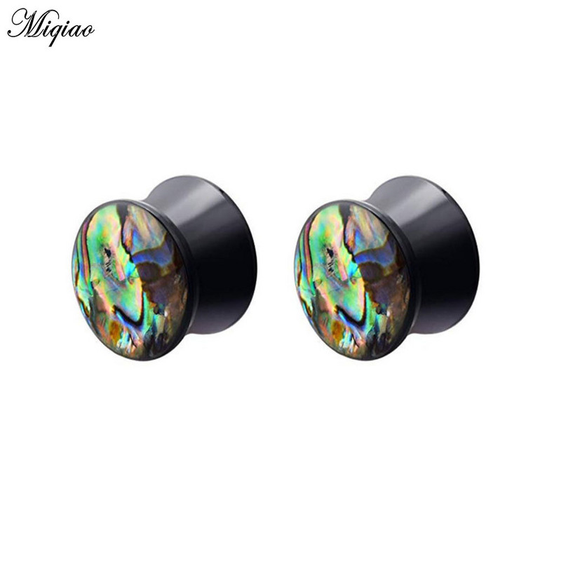 Miqiao 2 bucăți din lemn acrilic coajă de abalone, calibre pentru urechi, dopuri pentru tunelul urechii, calibre pentru urechi, expansor pentru urechi, dopuri de 8-25 mm, bijuterii pentru piercing pentru corp
