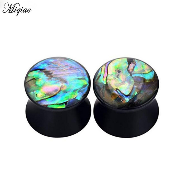 Miqiao 2 bucăți din lemn acrilic coajă de abalone, calibre pentru urechi, dopuri pentru tunelul urechii, calibre pentru urechi, expansor pentru urechi, dopuri de 8-25 mm, bijuterii pentru piercing pentru corp