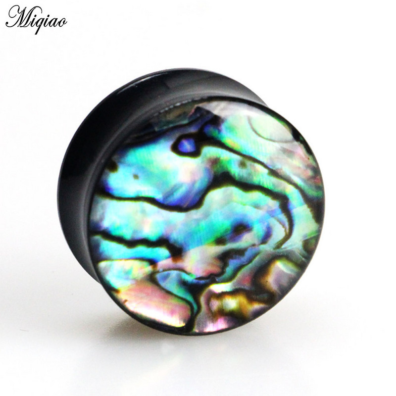 Miqiao 2 bucăți din lemn acrilic coajă de abalone, calibre pentru urechi, dopuri pentru tunelul urechii, calibre pentru urechi, expansor pentru urechi, dopuri de 8-25 mm, bijuterii pentru piercing pentru corp