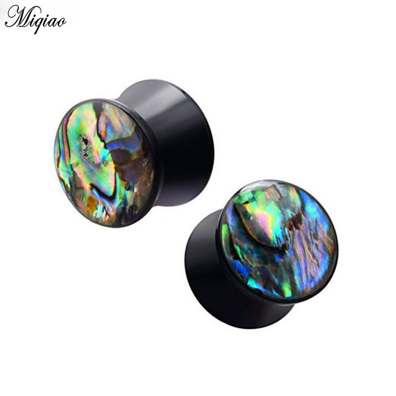 Miqiao 2 bucăți din lemn acrilic coajă de abalone, calibre pentru urechi, dopuri pentru tunelul urechii, calibre pentru urechi, expansor pentru urechi, dopuri de 8-25 mm, bijuterii pentru piercing pentru corp