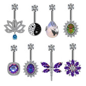 Miqiao 1 buc Libelula Lotus Picătură de apă Bârfa Inel pentru buric Ornamente ombilical Unghie ombilicală Ață interioară Ornamente de uzură