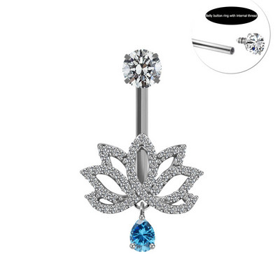 Miqiao 1 buc Libelula Lotus Picătură de apă Bârfa Inel pentru buric Ornamente ombilical Unghie ombilicală Ață interioară Ornamente de uzură