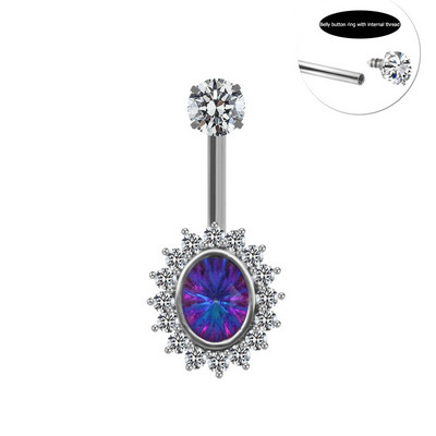 Miqiao 1 buc Libelula Lotus Picătură de apă Bârfa Inel pentru buric Ornamente ombilical Unghie ombilicală Ață interioară Ornamente de uzură