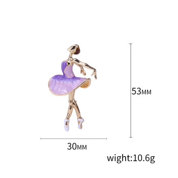 Модно изящно момиче за гимнастика, красива пола на цветя, брошки за балетна танцьорка, значка с игли, брошка за балерини, брошка за жени, бижута, подарък