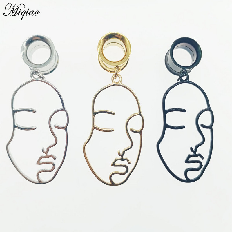 Miqiao 2 kom 6-25 mm mjerači za uši od nehrđajućeg čelika Tuneli za čepiće za uši Viseći ekspander za uši, modni nakit za piercing