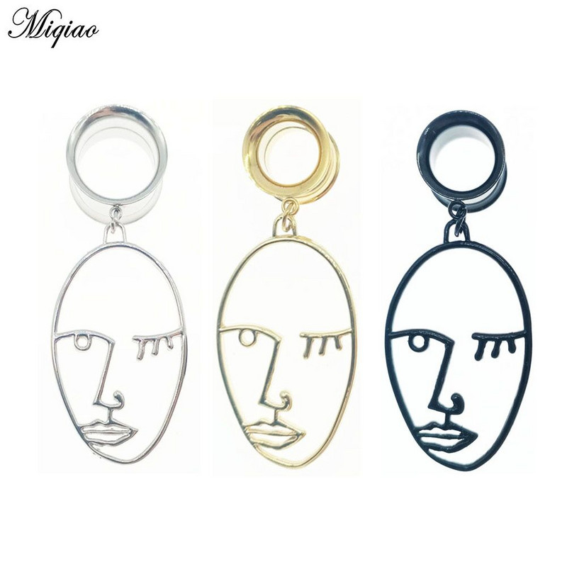 Miqiao 2 kom 6-25 mm mjerači za uši od nehrđajućeg čelika Tuneli za čepiće za uši Viseći ekspander za uši, modni nakit za piercing