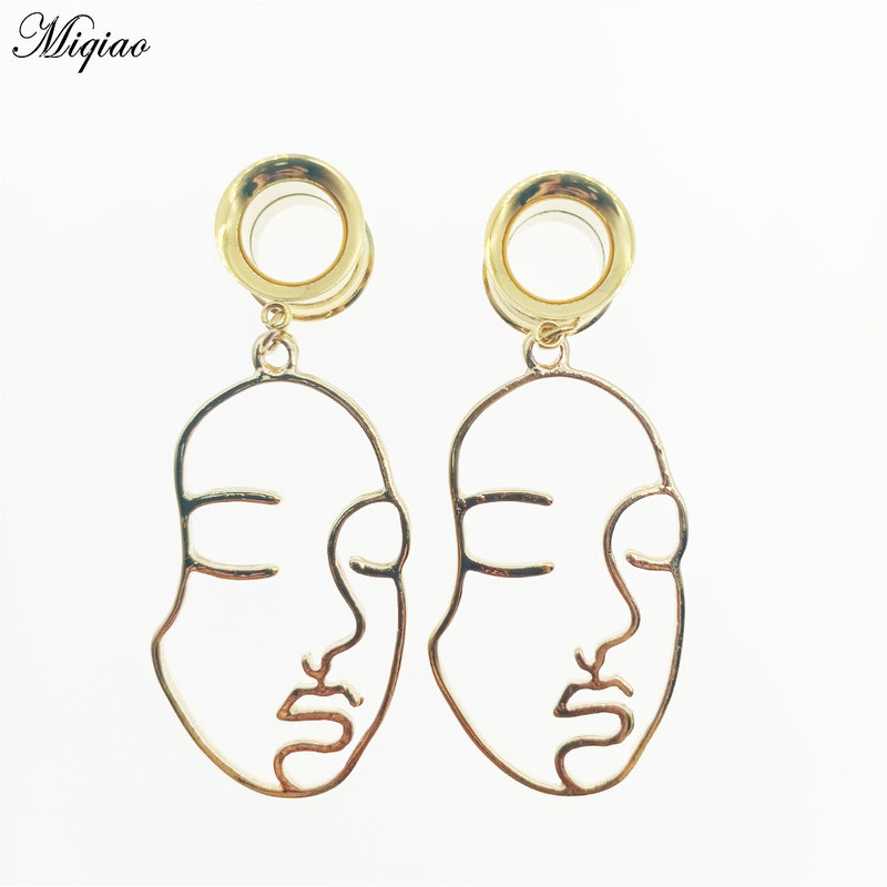 Miqiao 2 kom 6-25 mm mjerači za uši od nehrđajućeg čelika Tuneli za čepiće za uši Viseći ekspander za uši, modni nakit za piercing