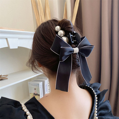 2022 New Trend High-end Bowknot Imitație de perle Gheare de păr pentru femei Accesorii de păr Grab Clip de păr Bijuterii temperament