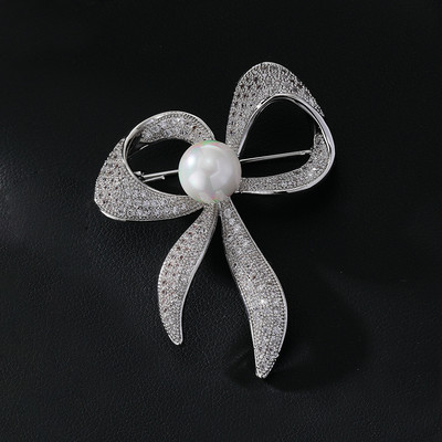 Elegantni luksuzni nakit Broš s resicama od kubičnih cirkona Sjajne mašne Broševi Temperamentni slatkovodni biser Igla s mašnama Ženski dodaci