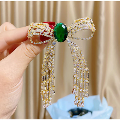 Elegantni luksuzni nakit Broš s resicama od kubičnih cirkona Sjajne mašne Broševi Temperamentni slatkovodni biser Igla s mašnama Ženski dodaci