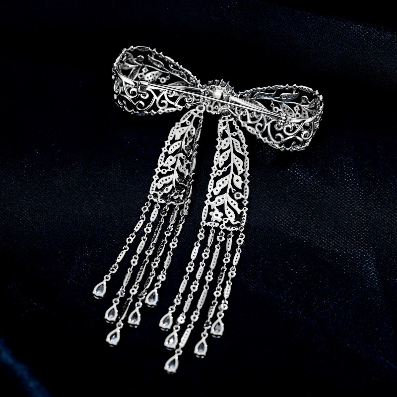 Elegantni luksuzni nakit Broš s resicama od kubičnih cirkona Sjajne mašne Broševi Temperamentni slatkovodni biser Igla s mašnama Ženski dodaci