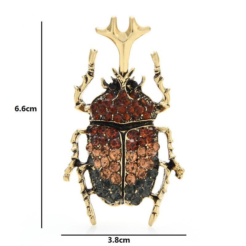Wuli&baby Big Dung Beetle Ace pentru broșă cu insecte cu stras complet pentru femei Bijuterii de modă Cadou 2 culori
