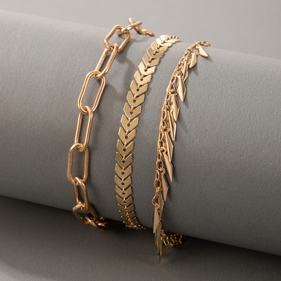 Tocona 3 kom/set Bohemian Leaf Tassel Gležnjače za žene Charms Hollow Out Geometry Legura Metal Stopice Chian Ljetni Nakit 18045