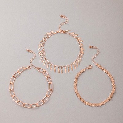 Tocona 3 kom/set Bohemian Leaf Tassel Gležnjače za žene Charms Hollow Out Geometry Legura Metal Stopice Chian Ljetni Nakit 18045