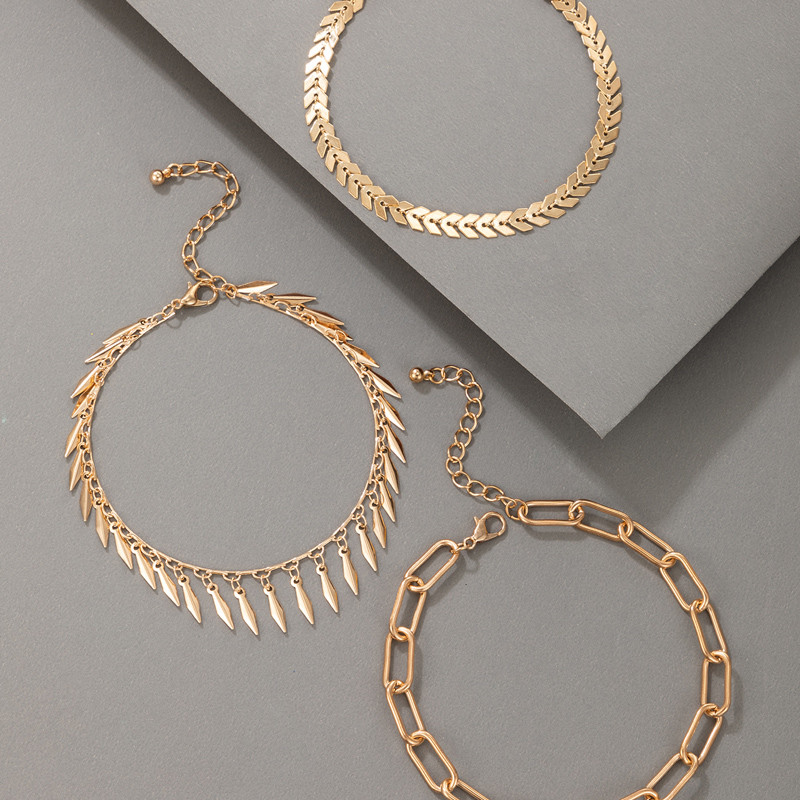 Tocona 3 kom/set Bohemian Leaf Tassel Gležnjače za žene Charms Hollow Out Geometry Legura Metal Stopice Chian Ljetni Nakit 18045