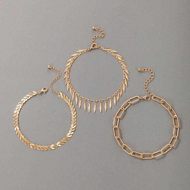 Tocona 3 kom/set Bohemian Leaf Tassel Gležnjače za žene Charms Hollow Out Geometry Legura Metal Stopice Chian Ljetni Nakit 18045