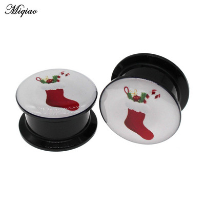 Miqiao 2kom Mjerači za uši Naušnice Tuneli za uši Čepići Nakit za piercing Slatki Djed Mraz Snjegović Zvono za drvce Božićni darovi 4 mm do 25 mm