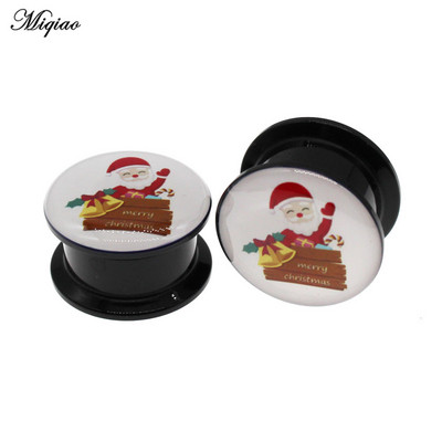 Miqiao 2kom Mjerači za uši Naušnice Tuneli za uši Čepići Nakit za piercing Slatki Djed Mraz Snjegović Zvono za drvce Božićni darovi 4 mm do 25 mm