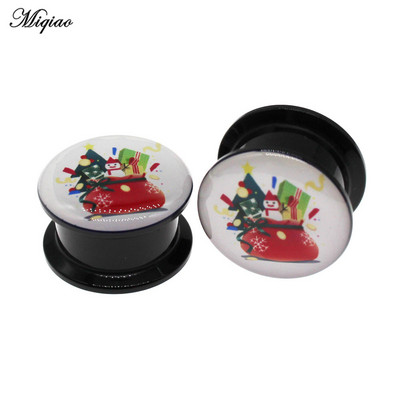 Miqiao 2kom Mjerači za uši Naušnice Tuneli za uši Čepići Nakit za piercing Slatki Djed Mraz Snjegović Zvono za drvce Božićni darovi 4 mm do 25 mm