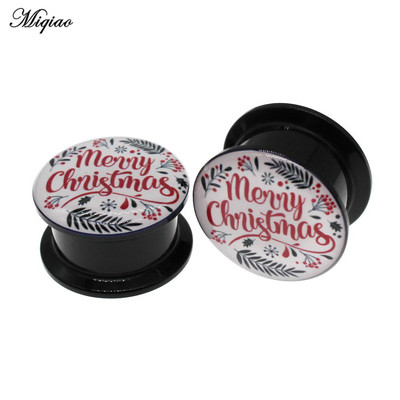 Miqiao 2kom Mjerači za uši Naušnice Tuneli za uši Čepići Nakit za piercing Slatki Djed Mraz Snjegović Zvono za drvce Božićni darovi 4 mm do 25 mm