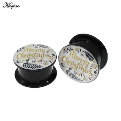 Miqiao 2kom Mjerači za uši Naušnice Tuneli za uši Čepići Nakit za piercing Slatki Djed Mraz Snjegović Zvono za drvce Božićni darovi 4 mm do 25 mm