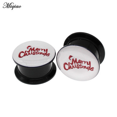 Miqiao 2kom Mjerači za uši Naušnice Tuneli za uši Čepići Nakit za piercing Slatki Djed Mraz Snjegović Zvono za drvce Božićni darovi 4 mm do 25 mm