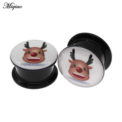 Miqiao 2kom Mjerači za uši Naušnice Tuneli za uši Čepići Nakit za piercing Slatki Djed Mraz Snjegović Zvono za drvce Božićni darovi 4 mm do 25 mm