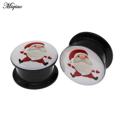 Miqiao 2kom Mjerači za uši Naušnice Tuneli za uši Čepići Nakit za piercing Slatki Djed Mraz Snjegović Zvono za drvce Božićni darovi 4 mm do 25 mm